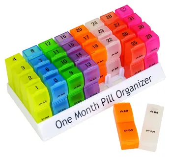 Am/pm Twice A Day Extra Large Monthly 1 Month Pill Box Case Pill ...