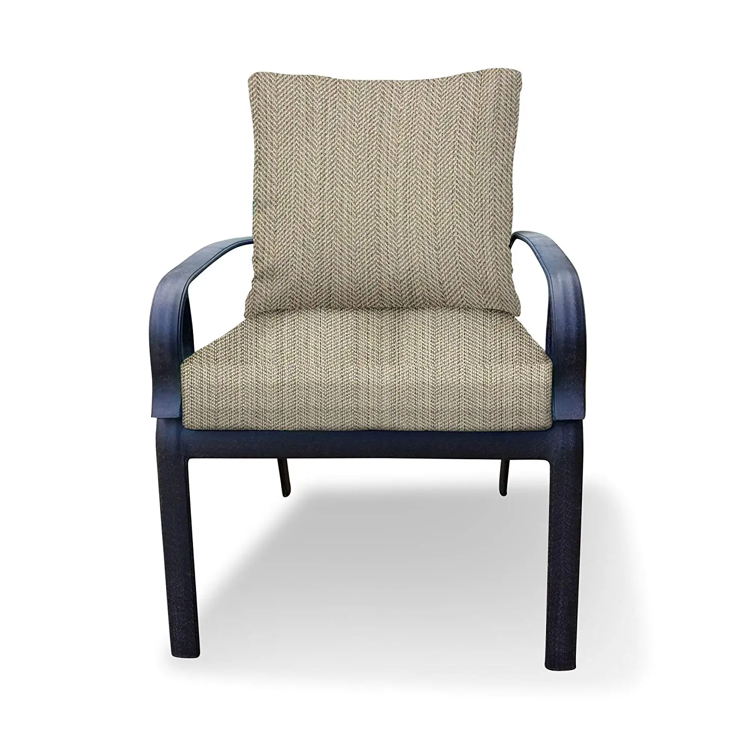 Thomas Collection Outdoor Cushions, Ash Gray Ivory Patio Cushions, Outdoor Sofa Cushions, One Seat Cushion & One Back Pillow, Handmade in USA, 13082