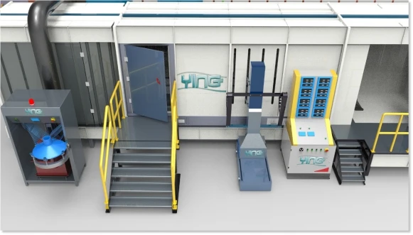 
small occupied automatic powder coating line suitable for metal aluminium profile panel surface finishing 