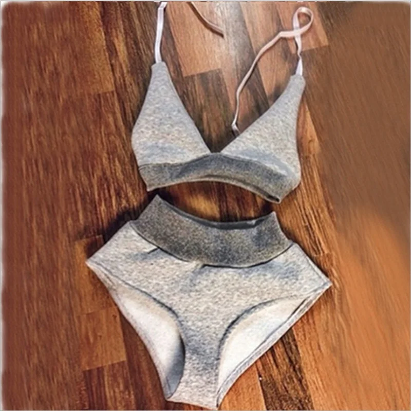 Summer Suit Women Set Beach Halter Sexy Deep V Neck Backless Gray Bodysuits Shorts Tops Sport