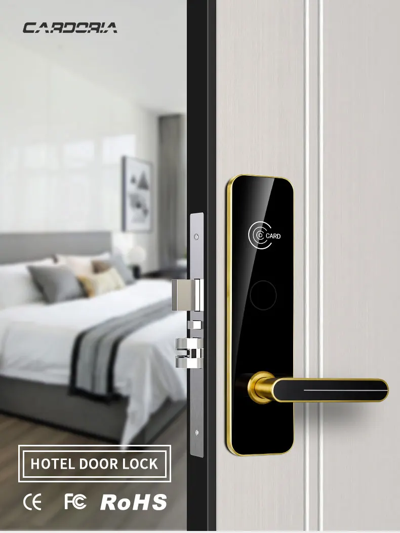 2021 new digital electronic smart electric RF card door lock for hotels smart lock