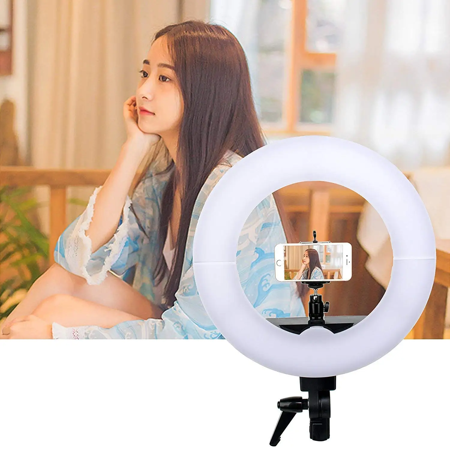 ZoMei 14'' Dimmable Flashpoint Fluorescent Camera Cellphone Ring Light Stand Used Portrait YouTube Video Shooting
