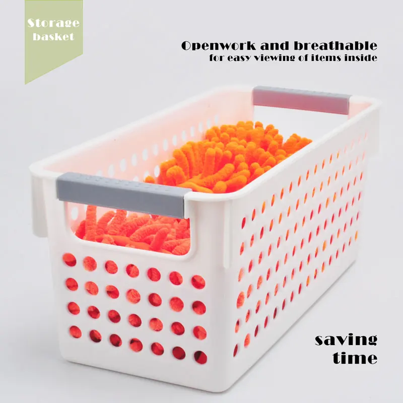 Colorful Decorative Plastic Containers Stacking Cane Storage Baskets