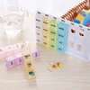 child proof pill box For Twice a Day Extra Large Push Button Design Vibrantly Colored Pill Box with Tray