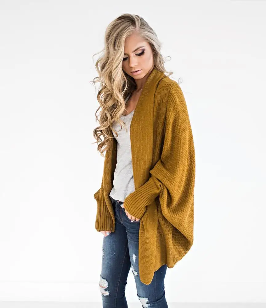 

China factory new winter large size ladies twist batwing sleeve irregular cape cardigan women Cardigan