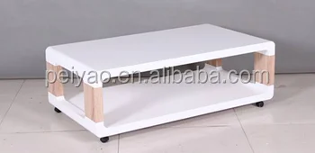 
Modern Elegant Grainy Paper &High Gloss Two Layers Coffee Table 