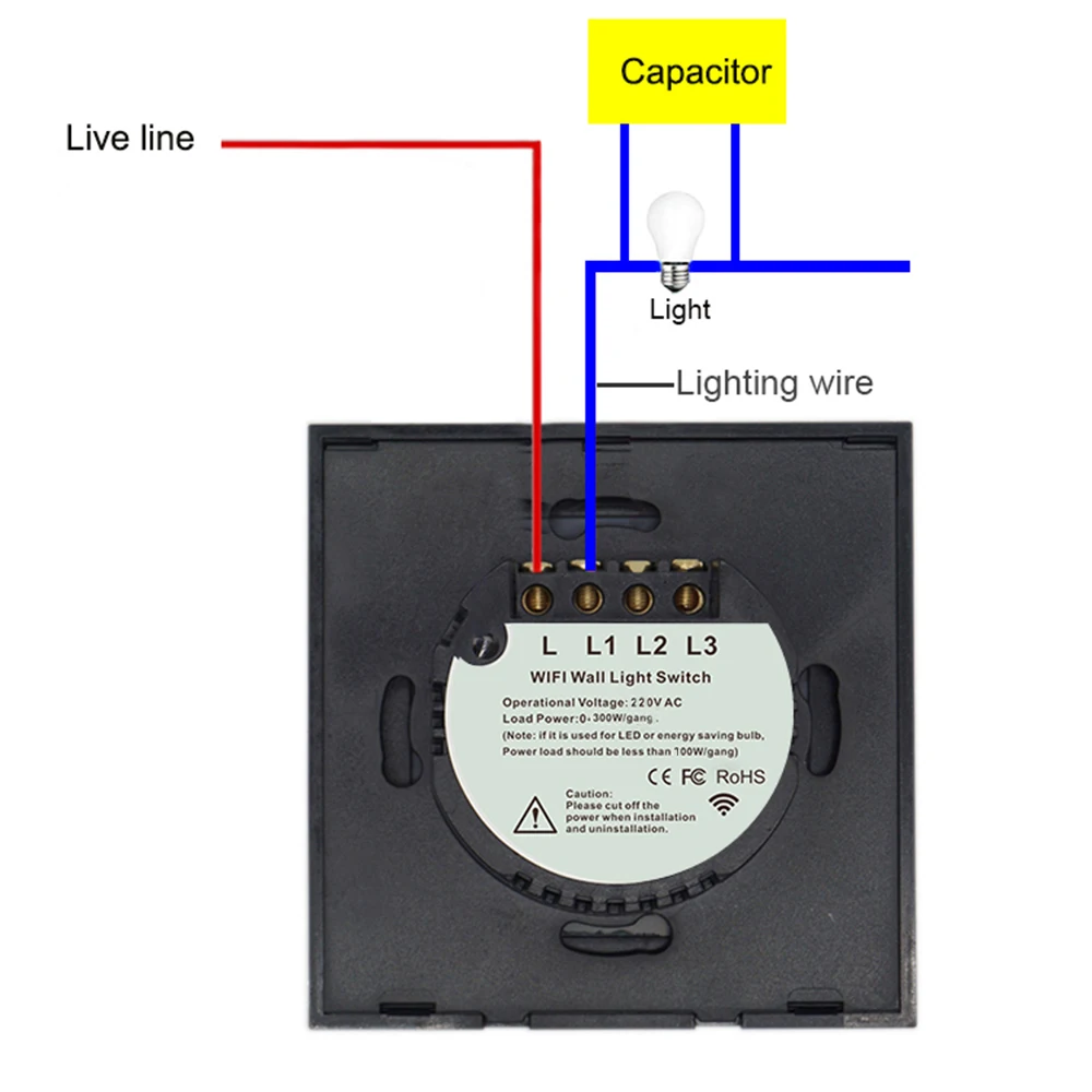 1 way touch switch схема подключения