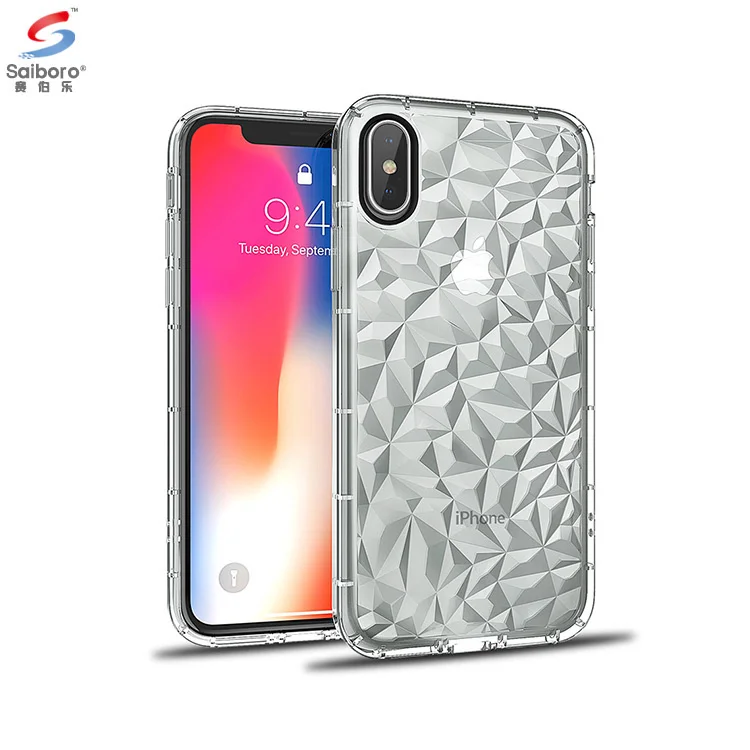 

Hot discount diamond pattern crystal clear air cushion 3d case cover for iphone, 3 colors