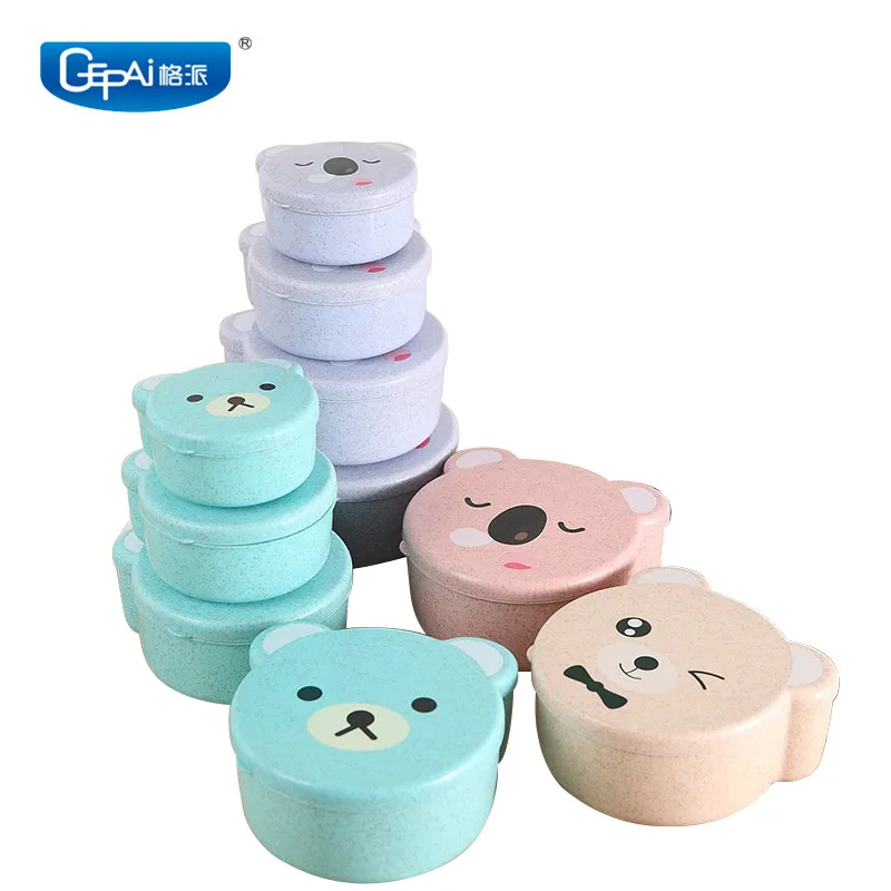 

Stackable storage container set popular with kids, Pink/blue/green/beige