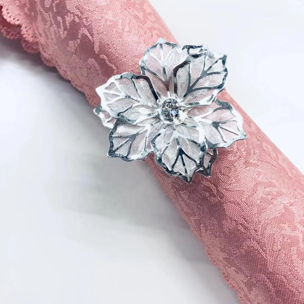 Bulk Wholesale Cheap Alloy Flower Napkin Rings For Wedding Reception