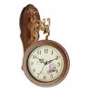 Plastic classical antique design quartz wooden color double sides clock