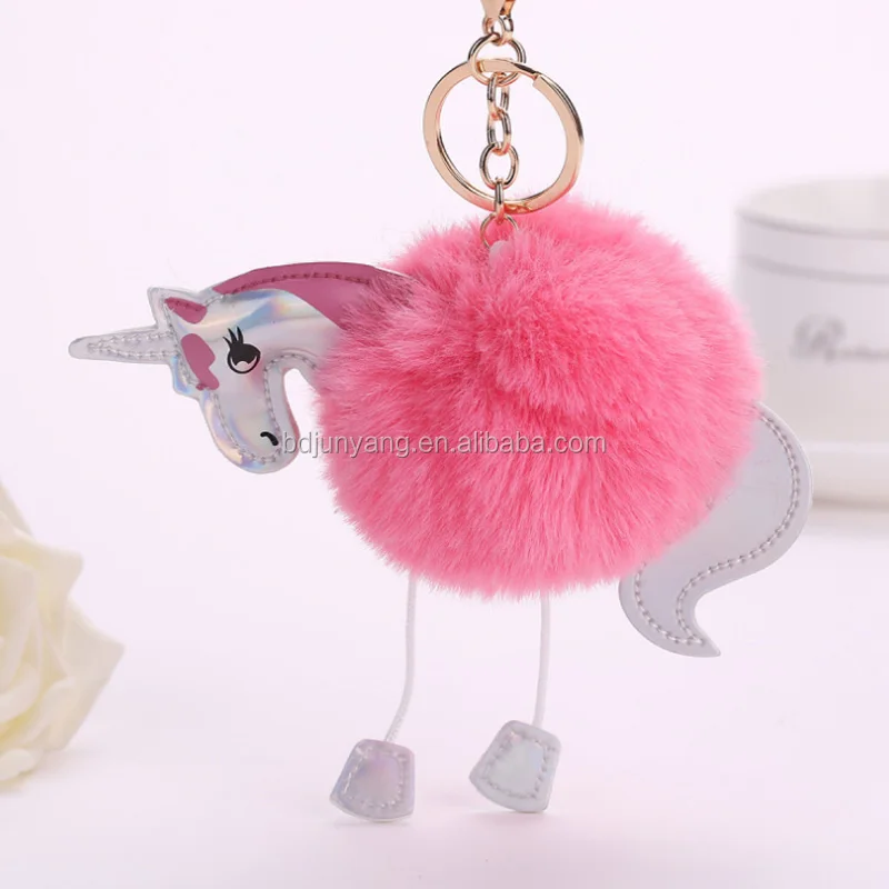 Faux Fur Pompom Ball Keychain Car Key Hanging Fake Fur Ornament - Buy ...