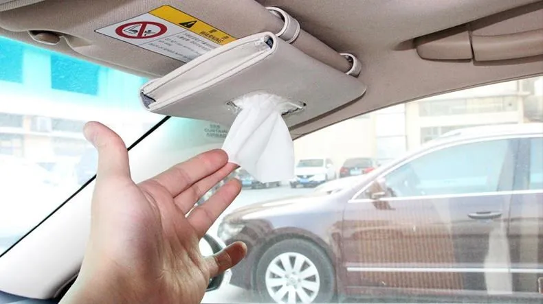 Motors Car Sun Visor Faux Leather Tissue Box Paper Towel Case Cover CA0205-AR 