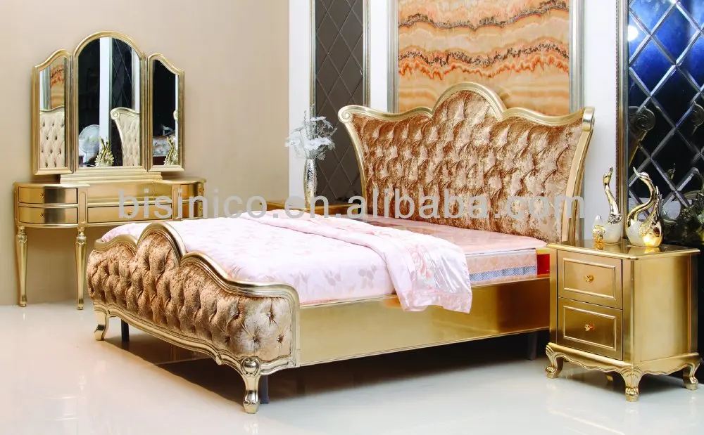 luxury gold leaf bedroom furniture classic european style wooden