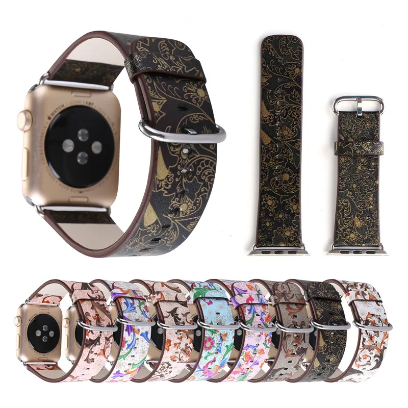 

For apple iwatch strap 2019 leather band, for apple watch bands flower