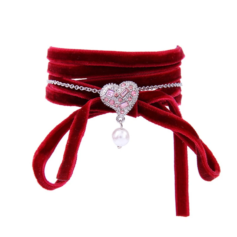 

2019 Trends Womens Bracelets Multi Wraps Velvet And Heart Charm Pearl Bracelet