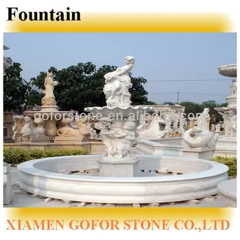 Big Water Fountain With Marble Carvings White Marble Fountain