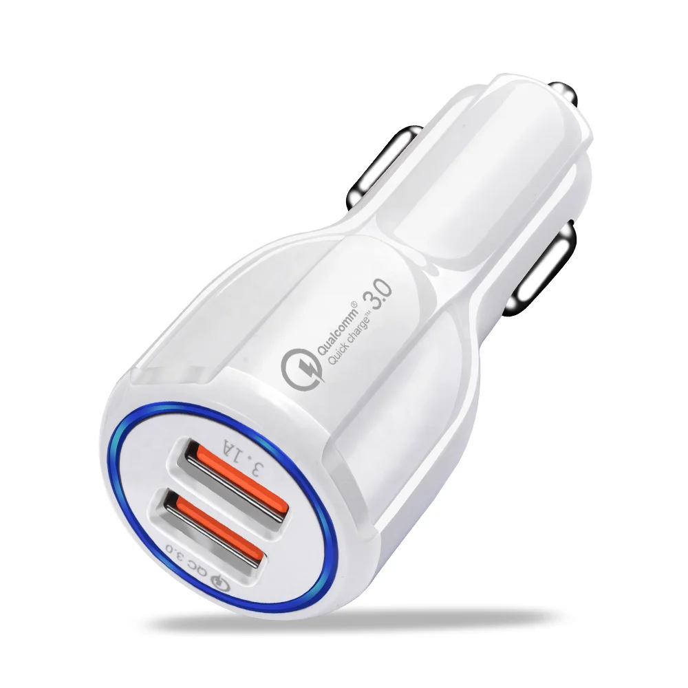 

ZMD perfect qc3.0 car charger dual usb ports car fast charger for iPhone/smartphones/cellphone, Black or white