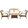 Modern Patio Plastic Wicker Sofa Set with Tea Table