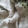 100% French washed linen blanket with stone washed solid colour