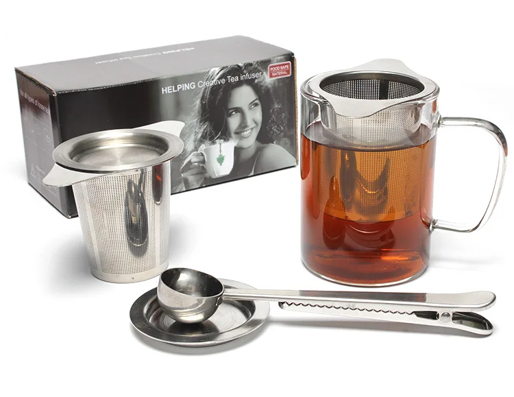 

Pack 3 304 Stainless Steel tea infuser set Water Filter with Double Handles for Hanging on Teapots, Mugs, Cups to steep tea, Silver