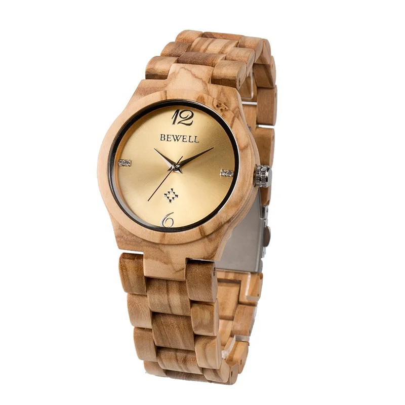 

Wooden watch factory natural olive wood lady watches luxury design 2019