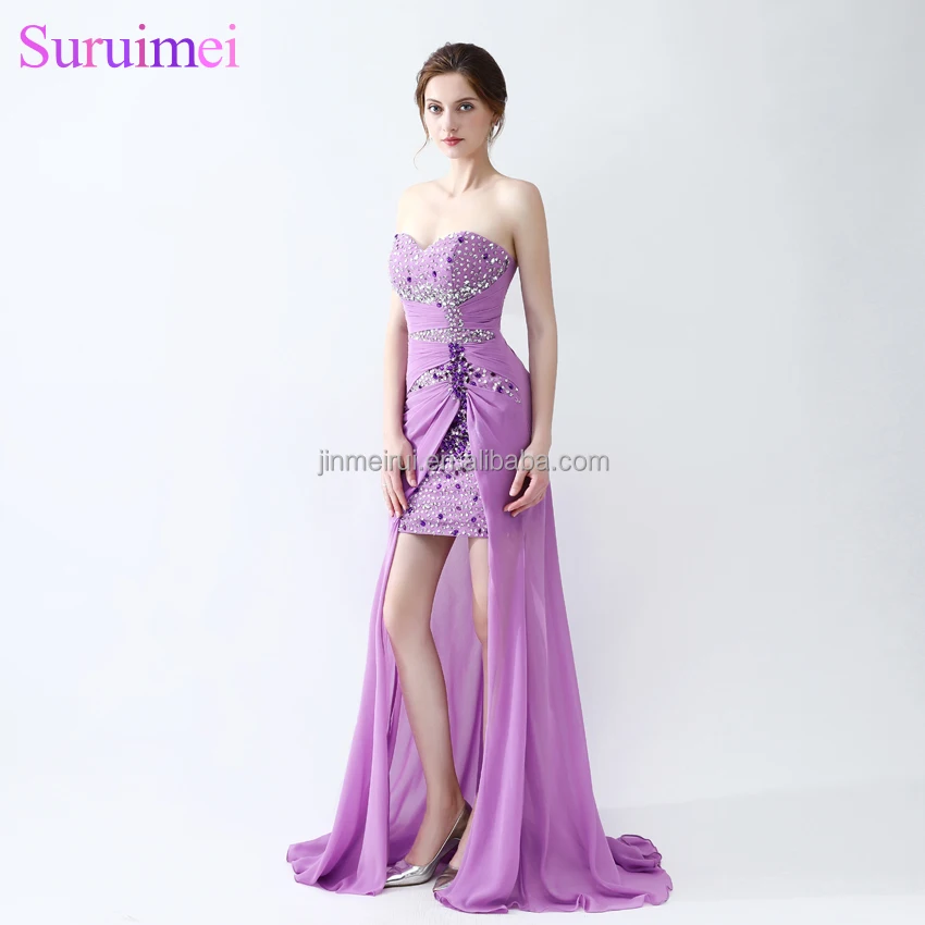 

100% Real Sweetheart Sparkling Crystal Purple Evening Dresses 2018 Vestido Longo Evening Prom Dress Alibaba China wholesaler, Customer to choose