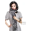 CX-C-17A Ladies Knitted Cute Real Rex Rabbit Fur One Piece Hat And Scarf