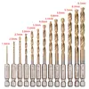 13Pcs Drill Bit Set Titanium Coated HSS High Speed Steel Hex Shank Quick Change R