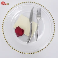 

Gold rim glass charger plates dinnerware set fruit service plate for wedding banquet