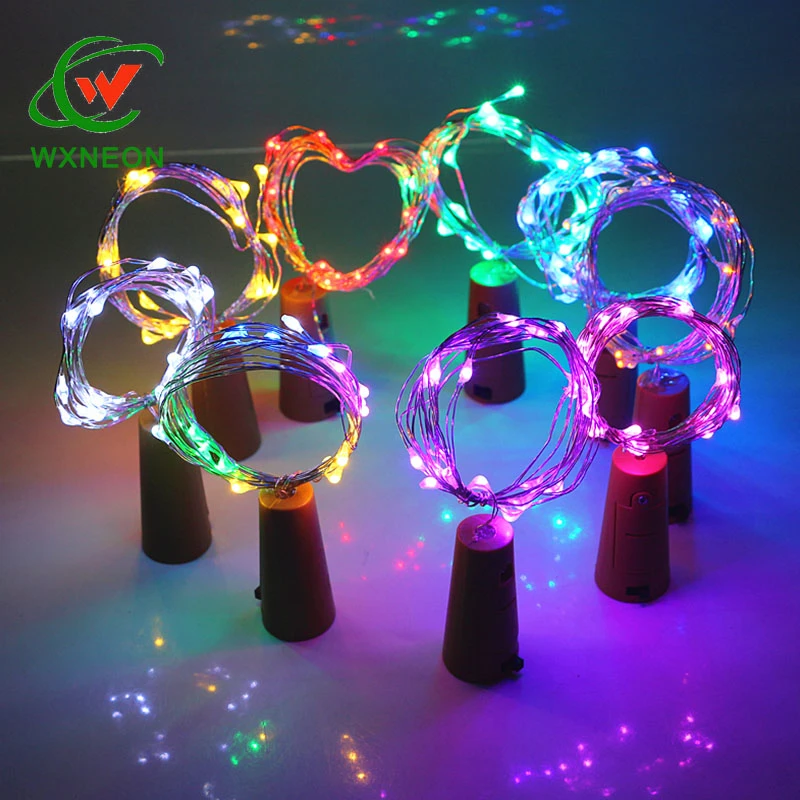 Multicolor 20 Led Wine Bottle Cork Battery Silver Wire Fairy Rice String Lights