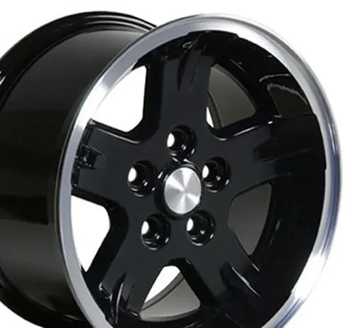 15x8 Wheels Fit Jeep Wrangler - Wrangler Style Black w/Mach'd Lip Rims - SET