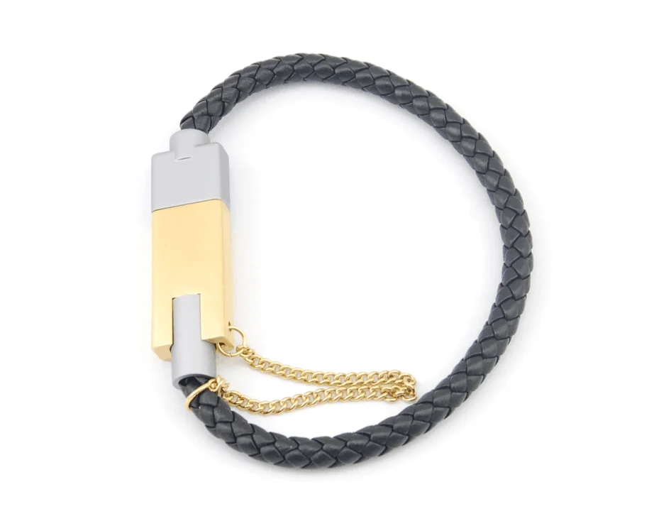 

New Pattern OEM Custom Leather Bracelet USB Charger Cable for Android, Black or oem+24k gold/silver/smoky gray