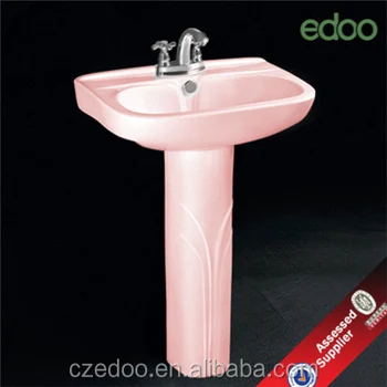 Popular Design Pink Color Pedestal Basin View Pink Color Bathroom Wash Basin Edoo Product Details From Chaozhou Chaoan Changfeng Sanitaryware