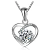 Trendy Charm Lady Dress Necklace Jewelry Diamond Heart Pendant Luxury 925 Sterling Silver Chain Necklace For Women Fashion Gift