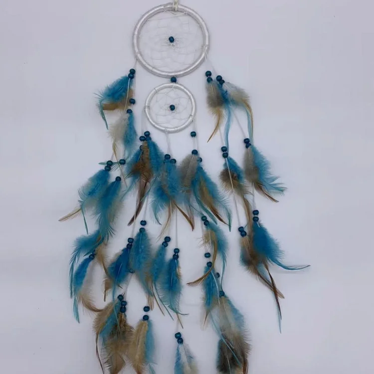 

newest design taizhou Indian blue feather Dream Catcher Creative Network Beautiful Ornament for Girls Home Decor Gift, Mixed color