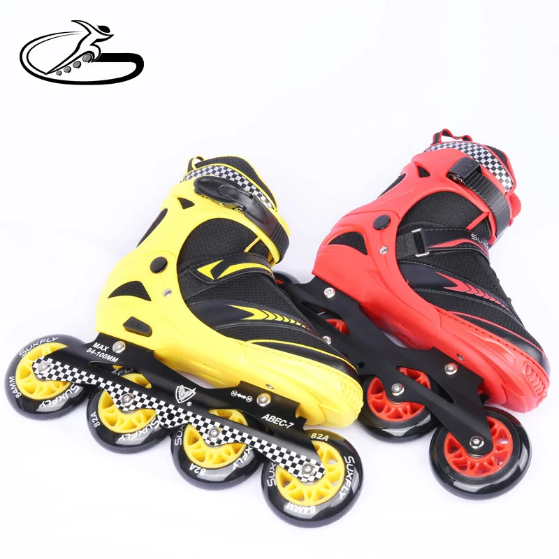 

North America rubber 4 wheels fast speed new inline roller skates type for adults, Red, yellow