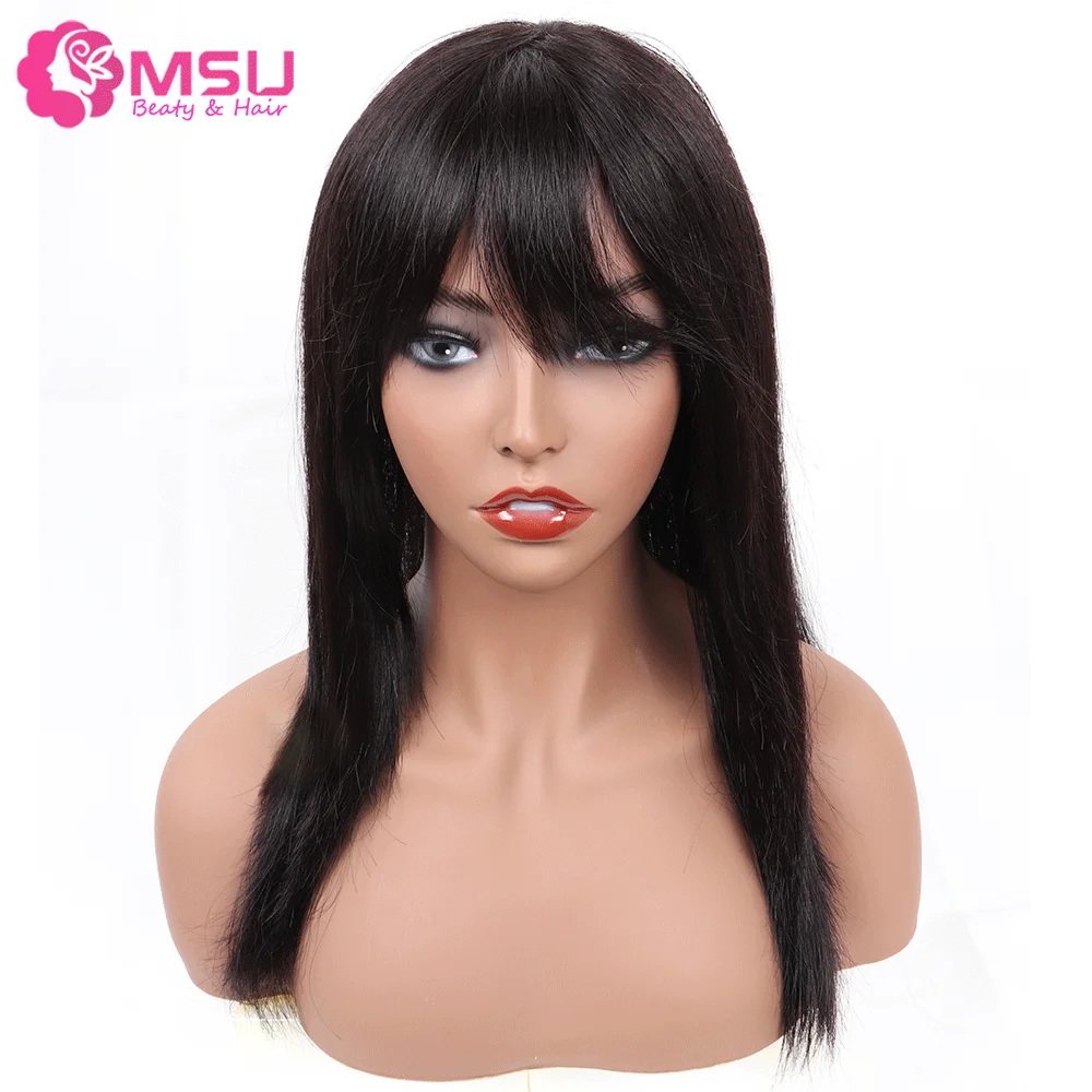 

Perruque Front Lace Wigs With Fringe Human Hair Machine Half Extensions Virgin Hair Closure Wigs With Bangs Wholesale