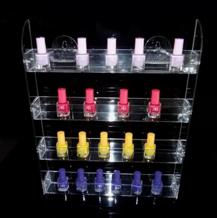 Custom Acrylic Rotating 2 Tier Nail Polish Show Rack Cosmetics