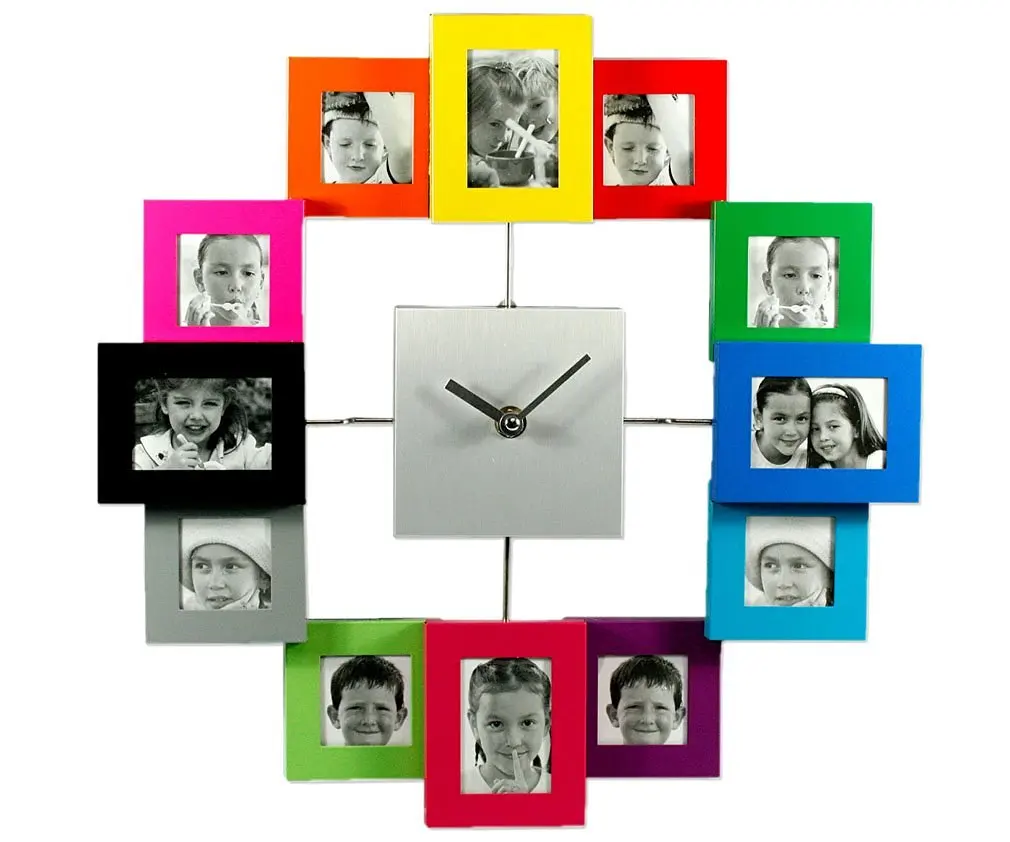 Buy Micro Traders Color Family Time Photo Frame Wall Clock 35cm