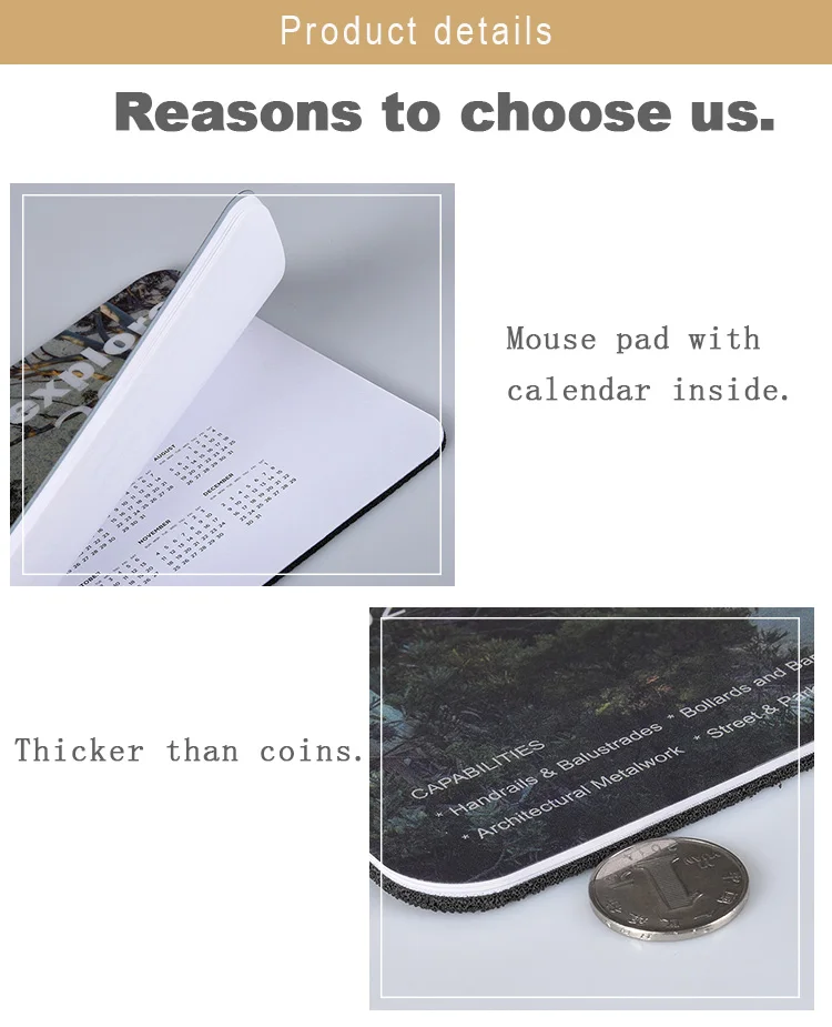 Custom Design Printed Calendar MousePad With EVA Foam Bottom