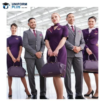 Delta Airlines Stewaress Flight Attendant Purple Bag Suit Uniforms