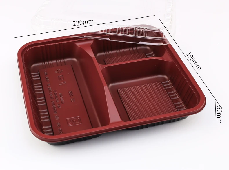 Disposable Plastic Bento Lunch Box with 3 Compartment