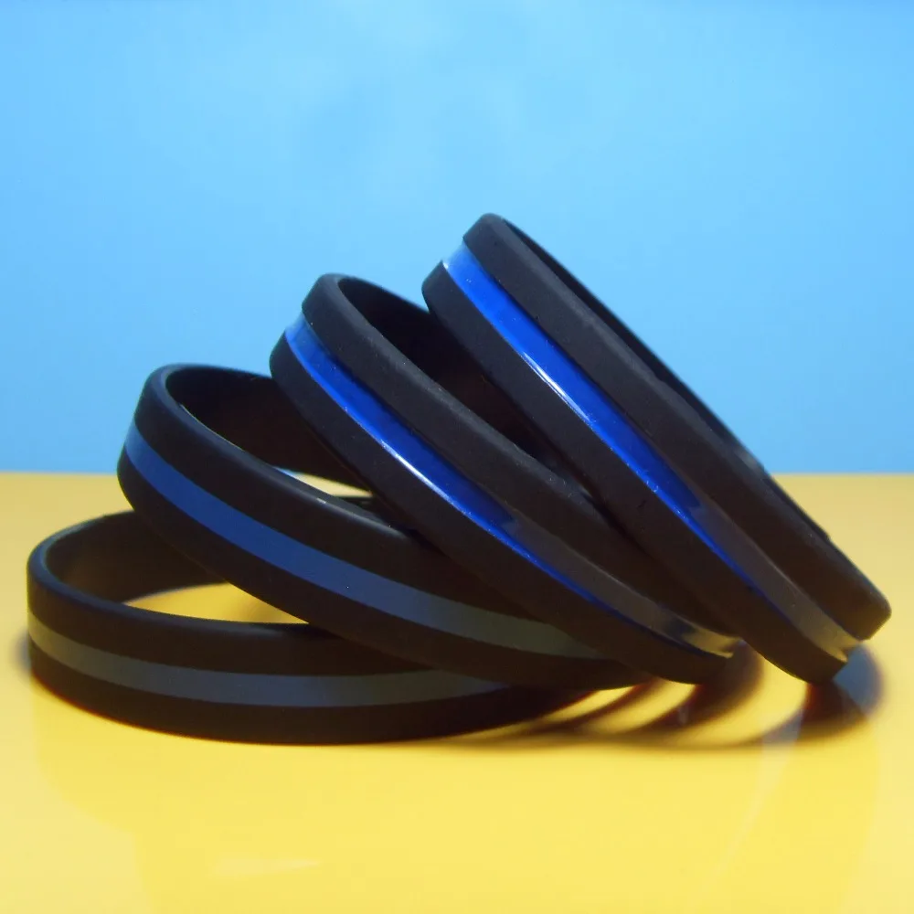 

USA blue line silicone wristbands, customized silicone bracelets for promotion, Any pantone color is accepted