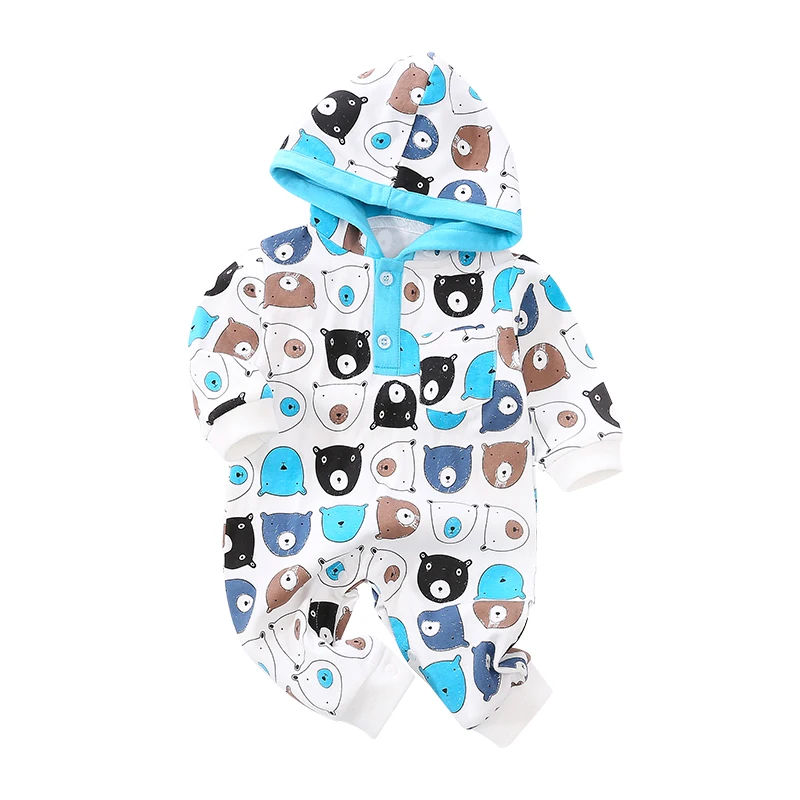 

infant baby rompers cartoon animals print cloth for toddler Blue jumpsuit, Picture