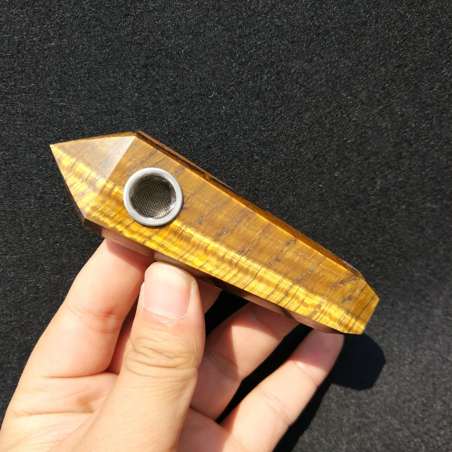 

2017 Hot Sale Tiger Eye stone Natural Crystal Quartz Smoking Pipes, Yellow