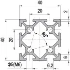 Bosch Compatible PG20 aluminium t-slot profile 2020 for cnc router