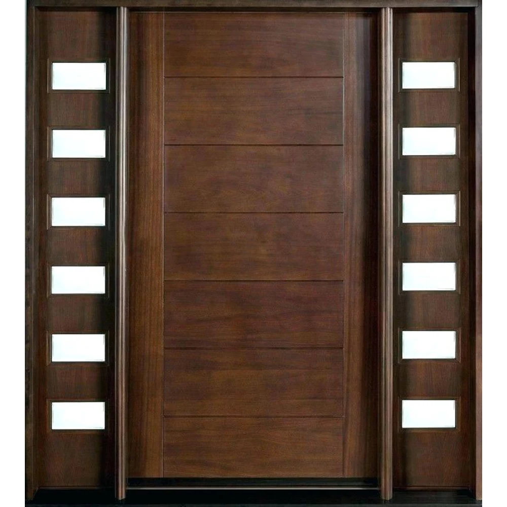 Свет лобби стекловолокна Глянцевая твердой древесины уплотнения Газа входная дверь с подоконником