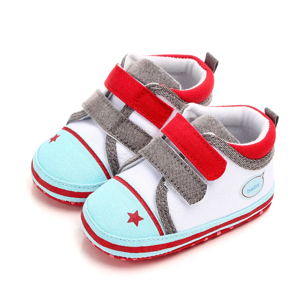 

New arrival baby canvas toddler baby shoes, White/blue/navy