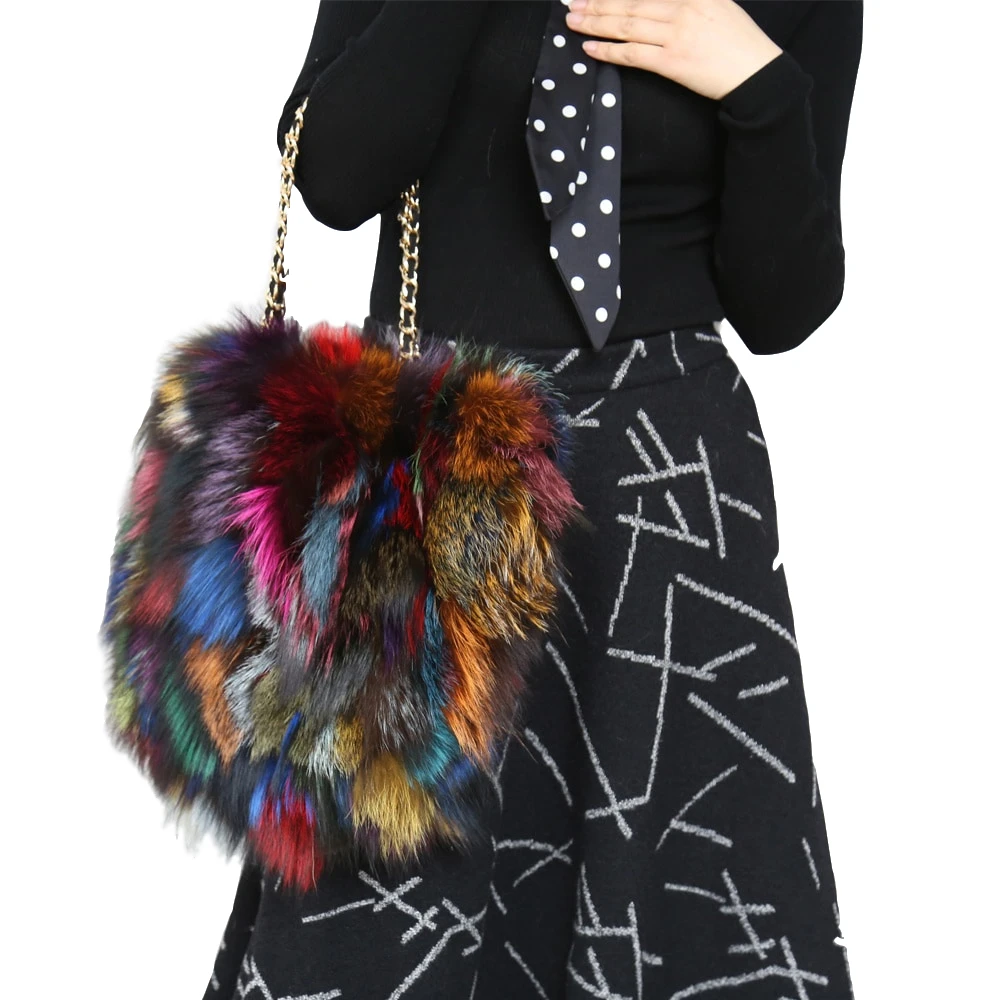

Factory Wholesale Latest Fashion Design Real Fox Fur Handbag For Women